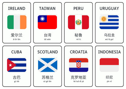 Country & Flag Flashcards/Posters in Chinese (Traditional & Simplified) 繁 & 简